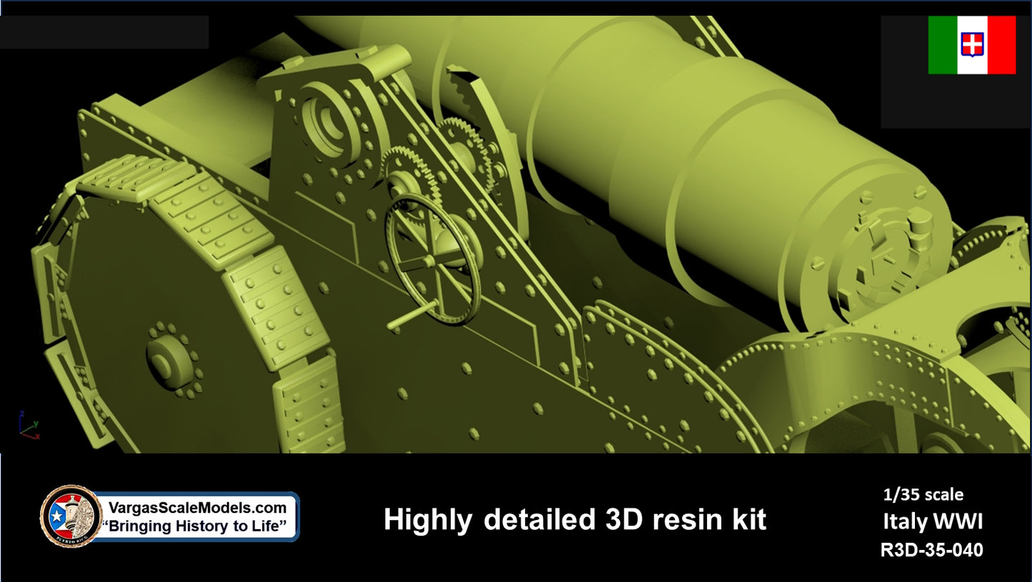 1-35 WW1 Italian Artillery Obice 254-40 De Stefano
