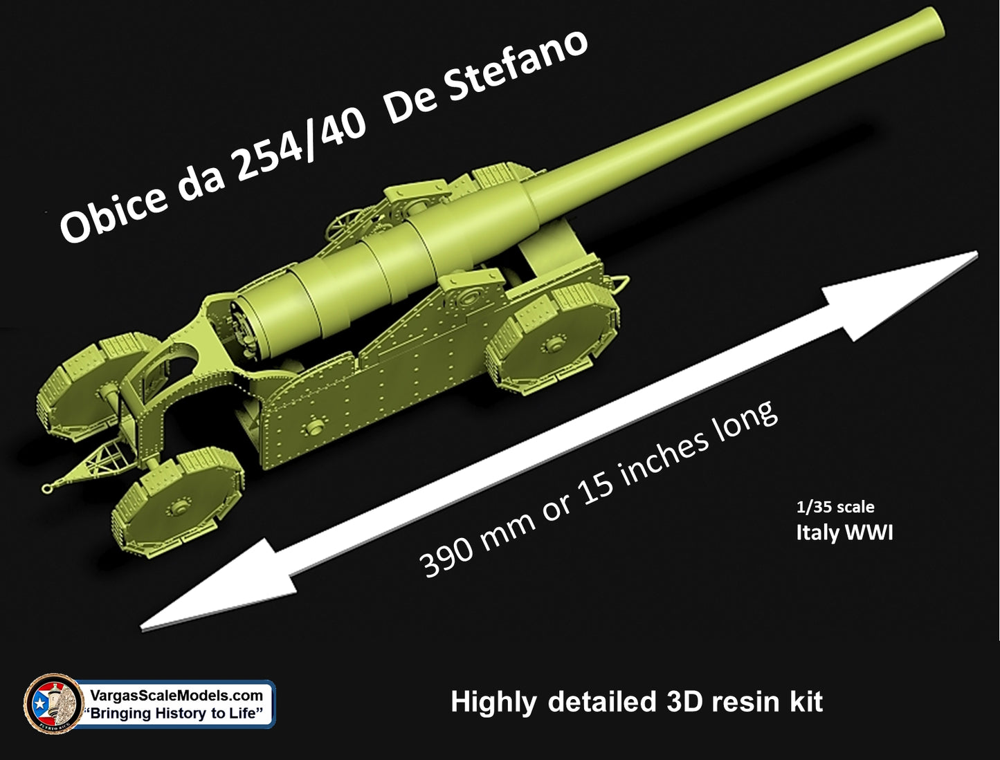 1-35 WW1 Italian Artillery Obice 254-40 De Stefano