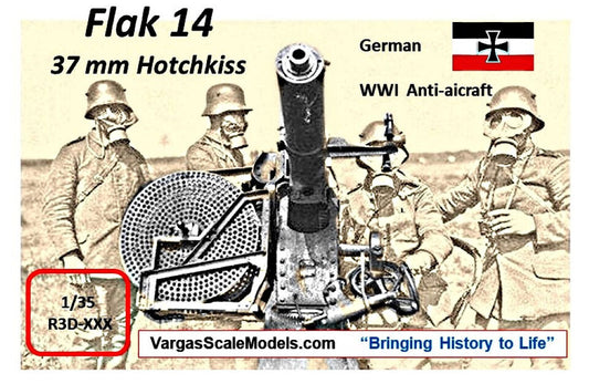 1/35 WW1 German Flak-14 AA gun on cruciform