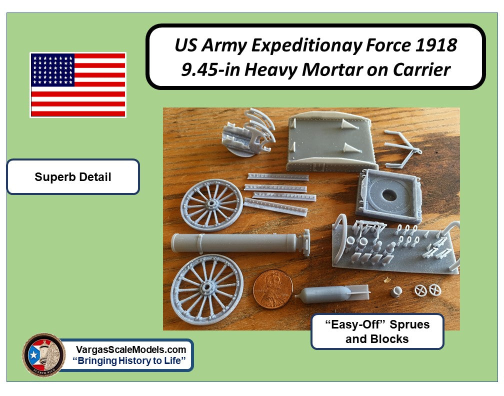 1/35 WW1 USAEF 240 mm Trench Mortar on carrier 1918