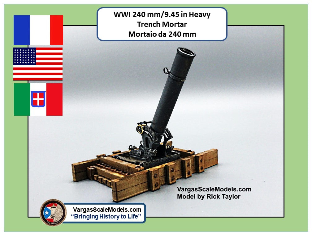 1/35 WW1  240 mm Trench Mortar on wooden "nest" platform