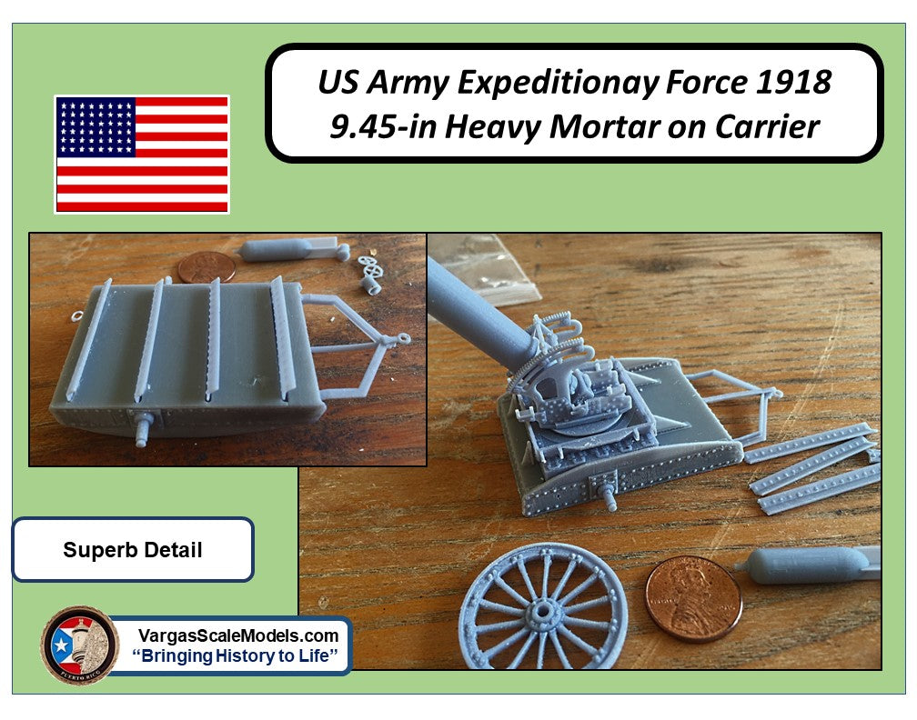 1/35 WW1 USAEF 240 mm Trench Mortar on carrier 1918